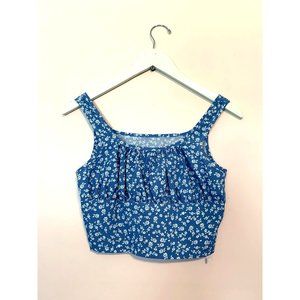 Romwe BLUE FLORAL size XS cropped top zip side SUPER CUTE!